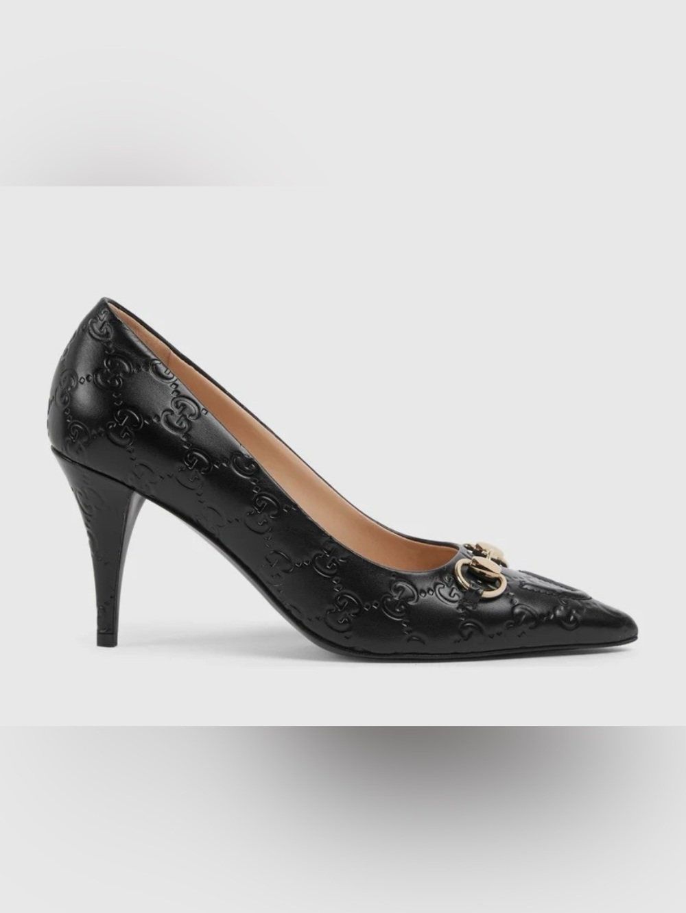 Gucci betis glam logo classic horsebit pump black sz 37.5
